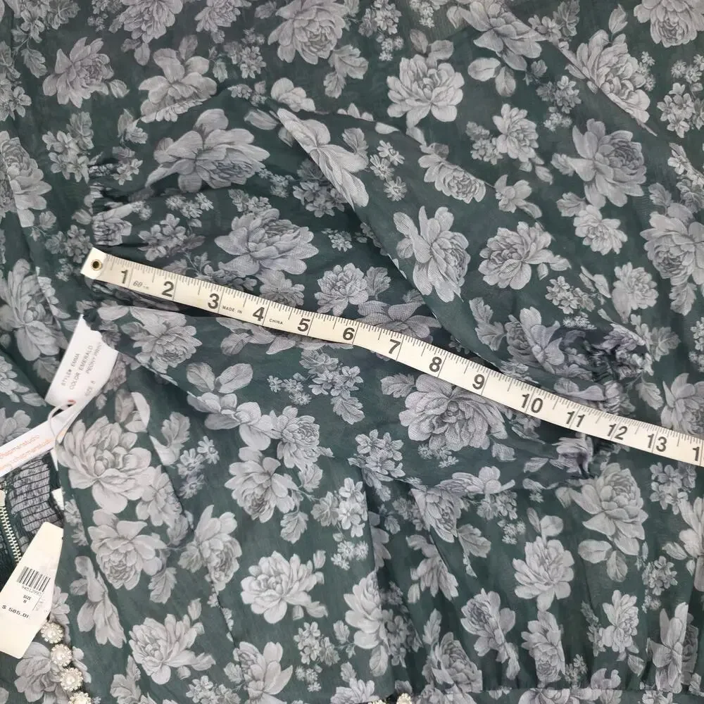 V. Chapman The Emma Dress in Emerald Peony Print Maxi Dress Sz 8 NWT+I - Picture 11 of 14